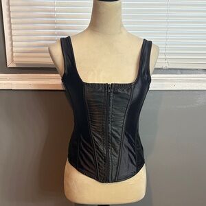 Empire Intimates Black Satin Lace Up Corset Bustier Size 34 Gothic Coquette Top